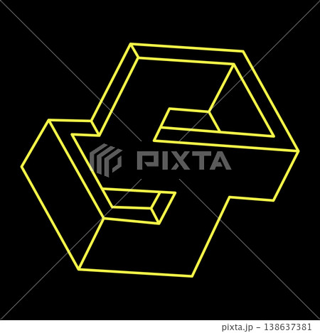 Impossible optical illusion shape. Optical art object. Impossible figure. Geometry.  138637381