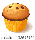 チョコチップマフィンのベクターイラスト、スイーツと焼き菓子素材 138637924