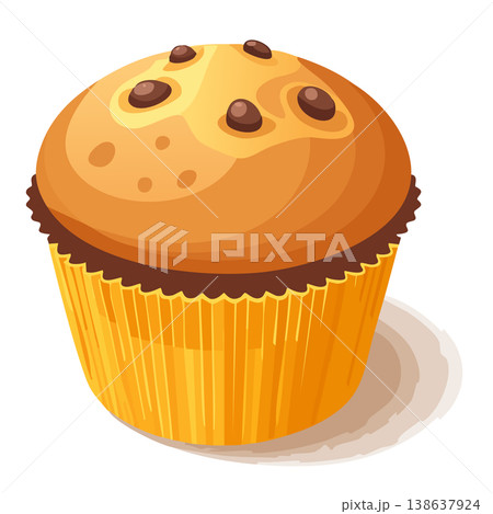 チョコチップマフィンのベクターイラスト、スイーツと焼き菓子素材 138637924