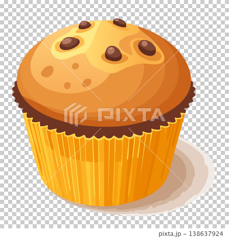 チョコチップマフィンのベクターイラスト、スイーツと焼き菓子素材 138637924