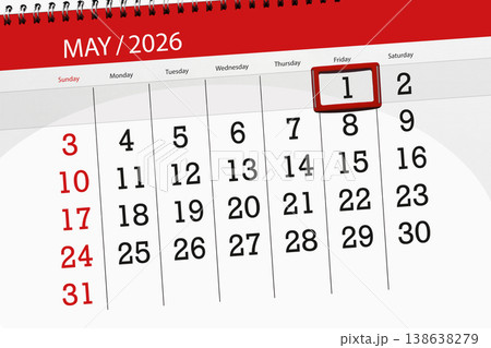 Calendar 2026, deadline, day, month, page, organizer, date, May, friday, number 1 138638279