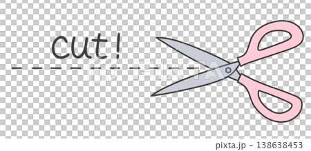 cutの文字とピンクのハサミ 138638453