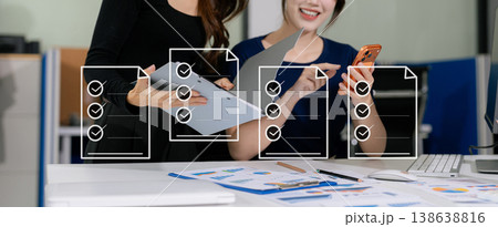 Online business contract Electronic signature, e-signing, digital document management, paperless office , working touch screen tablet. 138638816