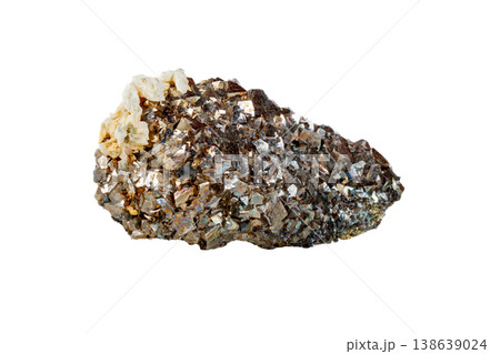 Arsenopyrite mineral stone on a white background Arsenopyrite mineral stone on a white background 138639024