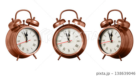 set collection set collection retro clock, watch, pointer clock, Brown color alarm clock on isolated white background set collection set collection retro clock, watch, pointer clock, Brown color alarm clock on isolated white background 138639046