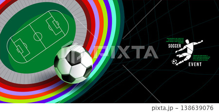 Soccer Banner Design with Dynamic Ball and Stadium Background Soccer Banner Design with Dynamic Ball and Stadium Background 138639076