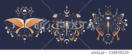 Mystical butterflies with celestial decoration 138639229