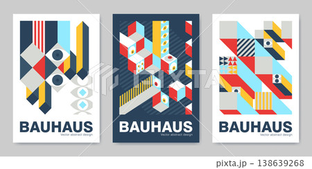 Bauhaus design posters with geometric shapes Bauhaus design posters with geometric shapes 138639268