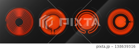 Induction cooktop burners set isolated on black 138639316