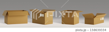 3D realistic open and closed cardboard box 3D realistic open and closed cardboard box 138639334
