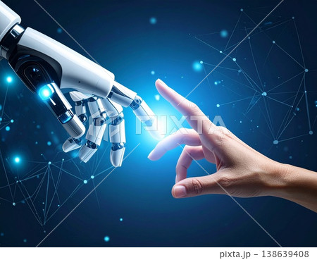 AIロボットと人間の交流イラスト 138639408