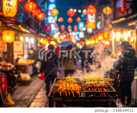 世界のストリートフード屋台イラスト 138639412