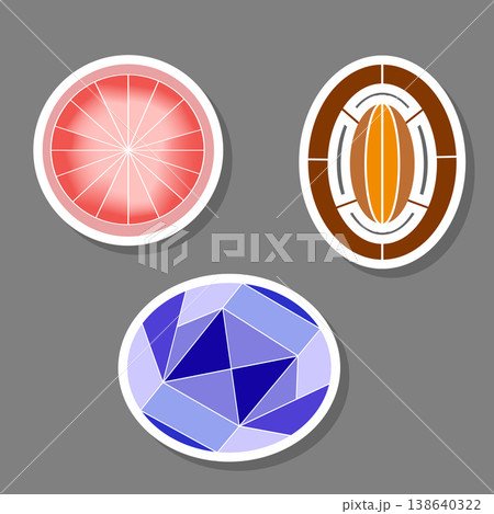 Modern gem emblem with bright precious jewel of different shapes Modern gem emblem with bright precious jewel of different shapes 138640322