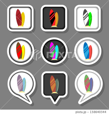 Vector icon illustration for set symbols surfboard 138640344