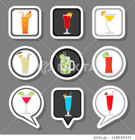 Vector icon illustration for set symbols summer cocktail with straw Vector icon illustration for set symbols summer cocktail with straw 138640345