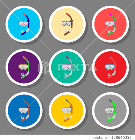 Vector icon illustration for set symbols mask to diving, sea swimming Vector icon illustration for set symbols mask to diving, sea swimming 138640353