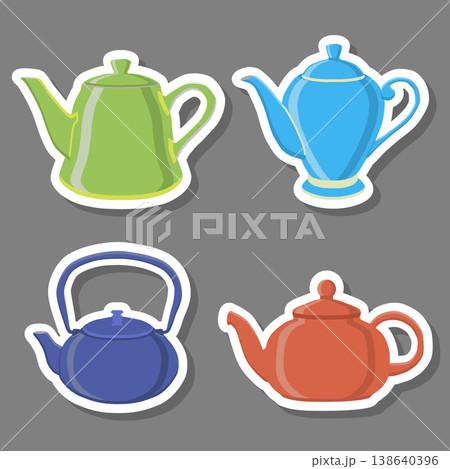Set of beautiful glass teapots for liquid 138640396