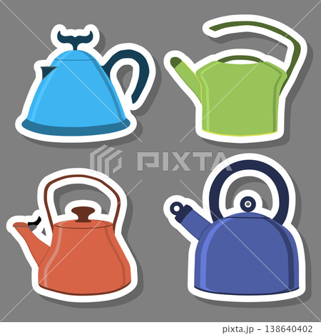 Set of beautiful glass teapots for liquid 138640402