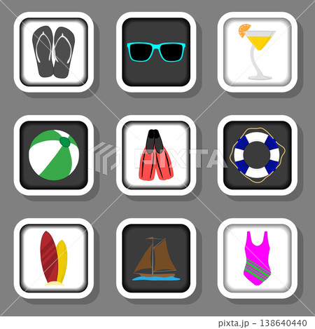 Vector icon illustration logo for set symbols on flat colored buttons 138640440