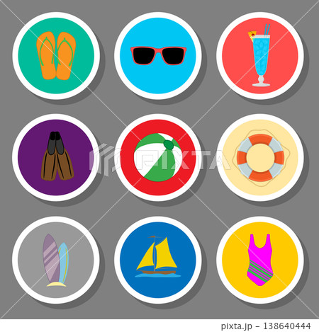 Vector icon illustration logo for set symbols on flat colored buttons 138640444