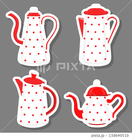 Set of beautiful glass teapots for liquid 138640510