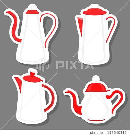 Set of beautiful glass teapots for liquid 138640511