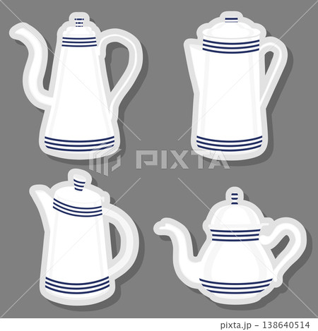 Set of beautiful glass teapots for liquid 138640514