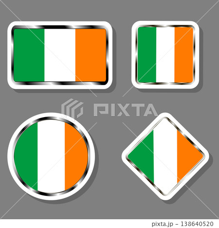 Set beautiful symbols for colorful state flag Ireland 138640520