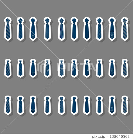 Illustration on theme big set ties different types, neckties various size Illustration on theme big set ties different types, neckties various size 138640562