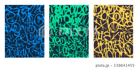 Graffiti Tagging Backgrounds Set, Urban Street Art Textures. 138641455
