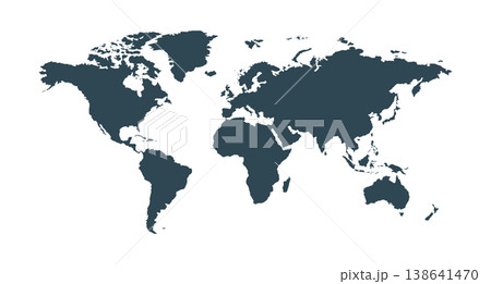 Vector world map solid shape isolated on white background 138641470