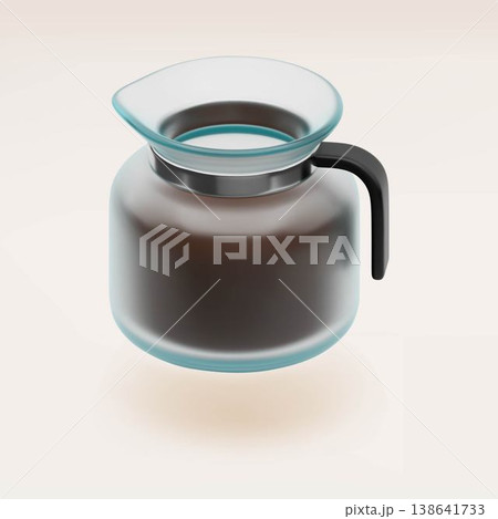 3D glass flask with coffee. Vector icon transparent pot with brown drink. Realistic jug for dripping coffee maker. Morning hot beverage concept. Container for preparing filter coffee 3D glass flask with coffee. Vector icon transparent pot with brown drink. Realistic jug for dripping coffee maker. Morning hot beverage concept. Container for preparing filter coffee 138641733