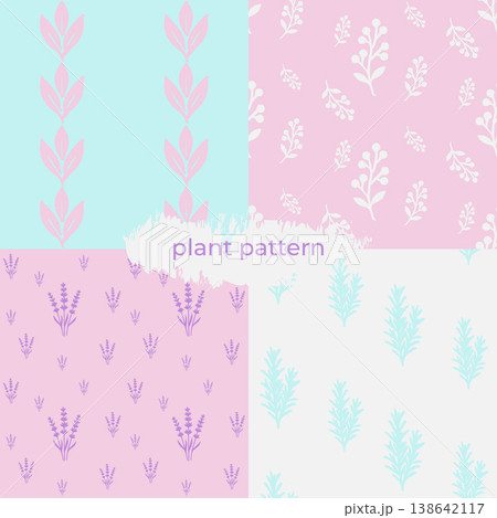 Pastel plant pattern collection for textile and wallpaper 138642117