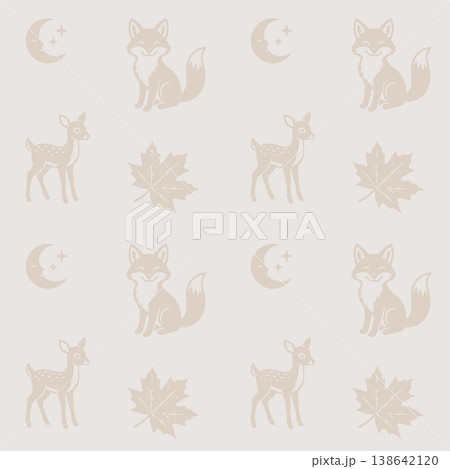 Woodland Pattern  Mixed Forest Animals Design 138642120