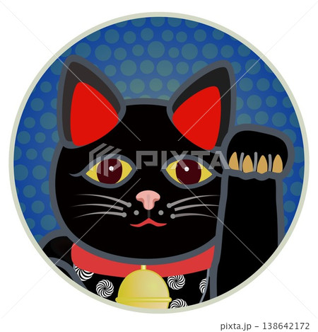 円形背景のついた招き猫のイラスト 円形背景のついた招き猫のイラスト 138642172