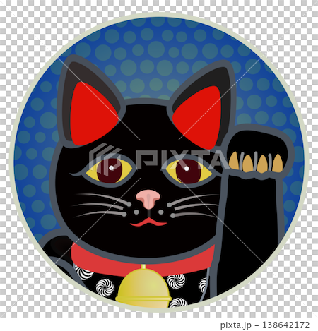 円形背景のついた招き猫のイラスト 円形背景のついた招き猫のイラスト 138642172