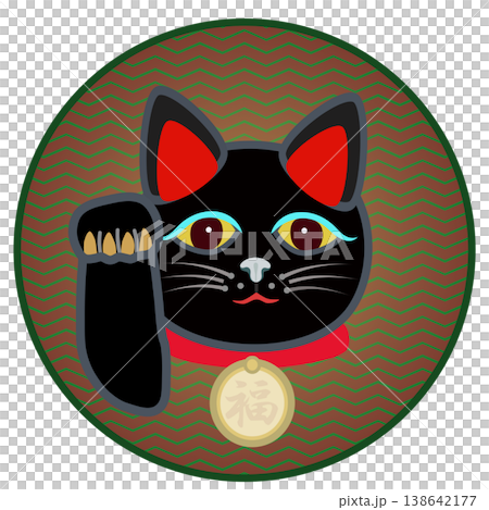 円形背景のついた招き猫のイラスト 138642177