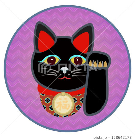 円形背景のついた招き猫のイラスト 円形背景のついた招き猫のイラスト 138642178