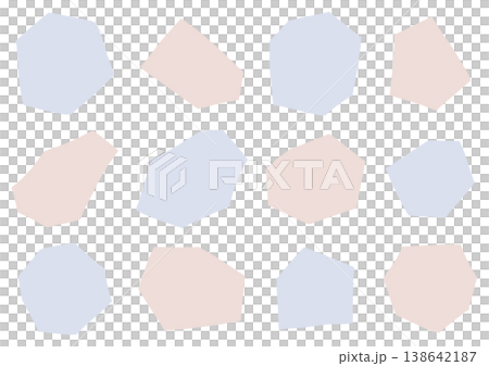 様々な手描きの多角形のゆるいシェイプセット(青・茶色) 様々な手描きの多角形のゆるいシェイプセット(青・茶色) 138642187