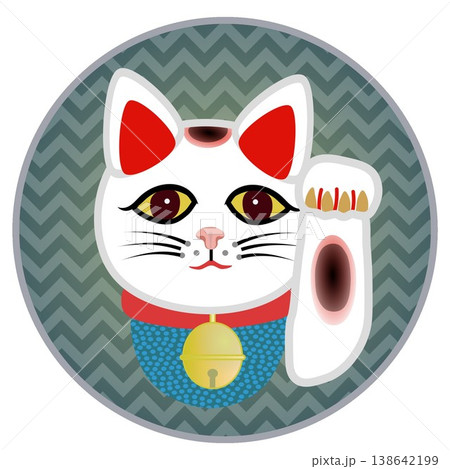 円形背景のついた招き猫のイラスト 円形背景のついた招き猫のイラスト 138642199