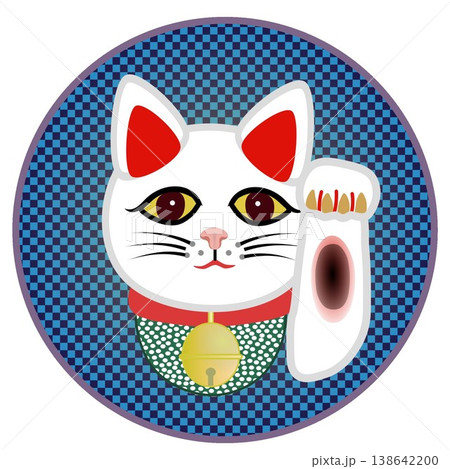円形背景のついた招き猫のイラスト 円形背景のついた招き猫のイラスト 138642200