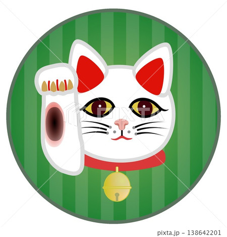 円形背景のついた招き猫のイラスト 円形背景のついた招き猫のイラスト 138642201