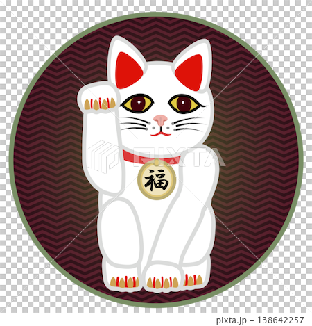 Illustration of a beckoning cat with a circular background Illustration of a beckoning cat with a circular background 138642257