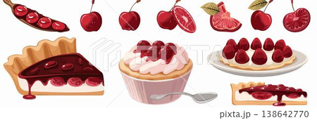 cakes with cream and berries cakes with cream and berries 138642770