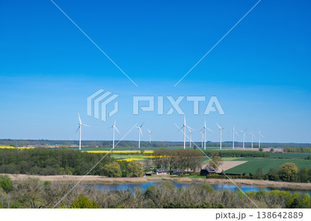 rapeseed field and wind generators rapeseed field and wind generators 138642889