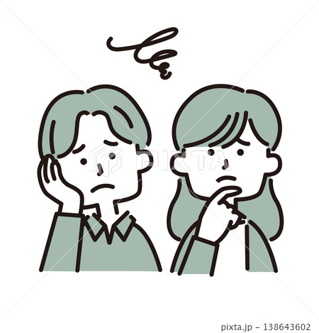 疑問符を浮かべる男女 138643602