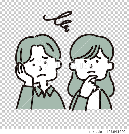疑問符を浮かべる男女 138643602