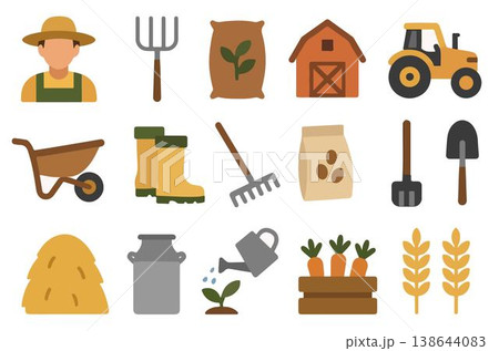 gardening tools icons set in flat style 138644083