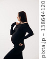 Pregnant woman posing in a stylish black outfit 138644120