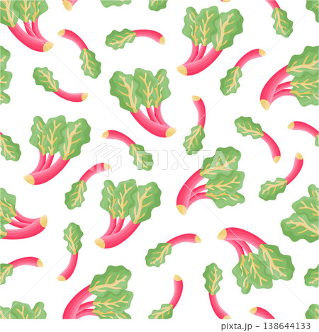 Rhubarb seamless pattern. Flat vector clipart, illustration with isolated background. Rhubarb seamless pattern. Flat vector clipart, illustration with isolated background. 138644133